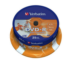 DVD-R PRINTABLE VERBATIM BOBINA 25 UNIDADES